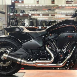 PartzBiz HD 640Z-32-C - D&D Bob Cat 2:1 Chrome Full Exhaust Carbon Fiber Sleeve Harley Softail 18+
