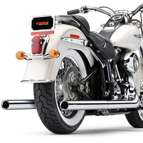 PartzBiz HD: 3449141-Cobra Chrome True Dual Headers Mufflers Exhaust Pipes 12-17 Harley Softail 6986