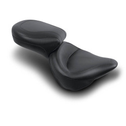 PartzBiz HD 75073 - Mustang 17.5” Wide Touring One-Piece Plain Black Seat 2000-2006 Harley Softail