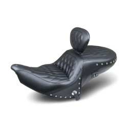 PartzBiz HD 79664WT - Mustang Heated One Piece Touring Seat พนักพิง Black White Double Diamond Indian 16+ Roadmaster PartzBiz HD 79664WT - Mustang Heated One Piece Touring Seat พนักพิง Black White Double Diamond Indian 16+ Roadmaster