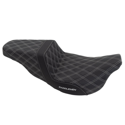 PartzBiz HD: 3475049-Saddlemen Silver Lattice Stitch มือจับคาร์บอนไฟเบอร์ Step Up Seat Harley Touring PartzBiz HD: 3475049-Saddlemen Silver Lattice Stitch มือจับคาร์บอนไฟเบอร์ Step Up Seat Harley Touring