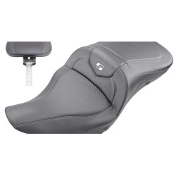 PartzBiz HD 808-07B-185BRHC - โซฟาแบบปรับอุณหภูมิได้ Saddlemen Gel 2 ที่นั่ง พนักพิงแบบถอดได้ Harley 08+ Touring