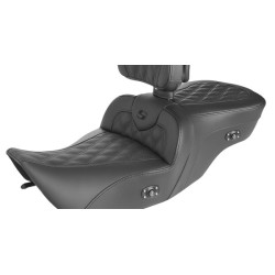 PartzBiz HD 897-06-182BRHC - Saddlemen Roadsofa Heated Lattice Stitch ที่นั่งพนักพิงเจล Harley Touring 99-07
