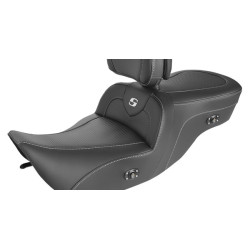 PartzBiz HD 897-06-185BRHC - Saddlemen Roadsofa Heated Carbon Fiber Seat w/ Backrest Harley Touring 1997-07 PartzBiz HD 897-06-185BRHC - Saddlemen Roadsofa Heated Carbon Fiber Seat w/ Backrest Harley Touring 1997-07