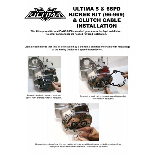 PartzBiz HD: 3456960-ชุดแปลง Kicker ระบบส่งกำลัง Ultima 6 5 ความเร็ว Kick Starter Start Harley