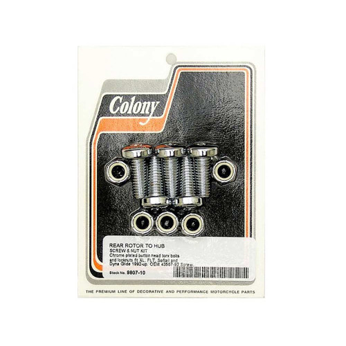PartzBiz HD: 3449237-Colony Chrome Rear Rotor Mounting Hardware Kit Bolts 1992-1999 Harley Big Twin PartzBiz HD: 3449237-Colony Chrome Rear Rotor Mounting Hardware Kit Bolts 1992-1999 Harley Big Twin