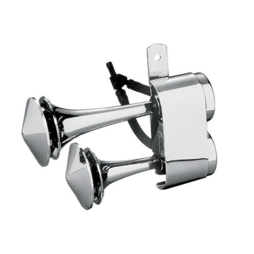 PartzBiz HD: 3453209-Rivco Chrome Air Horn System Horns Harley Davidson Touring Softail Dyna Custom