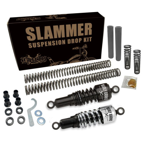 PartzBiz HD: 3444603-Burly Slammer Shocks + Fork Springs Kit 2006-2017 Harley Dyna Street Bob FXD