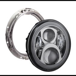 PartzBiz HD CD-7-13-C - Custom Dynamics Chrome LED Halo 7" Headlamp w/ Mounting Ring Harley 94-13