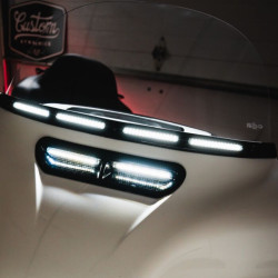 PartzBiz HD CD-WT2-14-C - Custom Dynamics Genesis 4 Smoke LED Windshield Black Trim Harley Batwing 14-Up