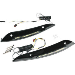 PartzBiz HD CD-WT2-SEQ-05-B - Custom Dynamics Genesis 4 Smoke Sequential LED Windshield Trim Black Harley 96-05
