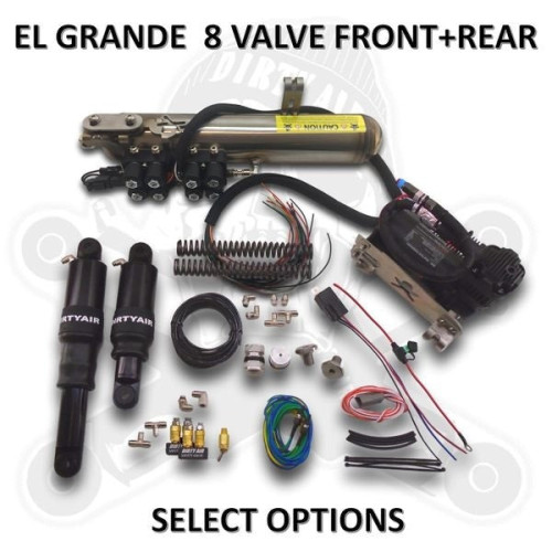 PartzBiz HD: 3490933-Dirty Air EL GRANDE 8-Valve Fast Up Front Rear Air Suspension Harley Touring 80+