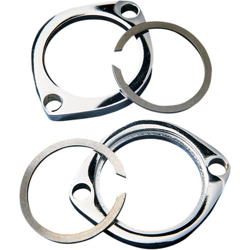 PartzBiz HD: 3477744-Drag Specialties Chrome Exhaust Flange Install Kit Pair Flanges C-Clips Harley
