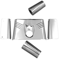 PartzBiz HD DS-222911 - Drag Specialties 5 Piece Fork Tins Ribbed Chrome Cover Harley 86-17 FLST Softail