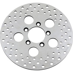 PartzBiz HD DS-325737 - Vintage Drilled Front Brake Rotor Polished Stainless 10” Harley Softail XL 66-84