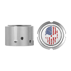 PartzBiz HD FD24-FAC-SS - Front Axle Nut Cover Stainless Steel Red/White/Blue Skull Pair Set Harley 25mm PartzBiz HD FD24-FAC-SS - Front Axle Nut Cover Stainless Steel Red/White/Blue Skull Pair Set Harley 25mm