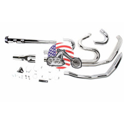 PartzBiz HD FLH-747 - Bassani Road Rage 2 into 1 II B4M Exhaust Pipe System 4” Chrome Harley Touring