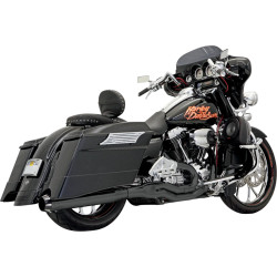 PartzBiz HD FLH-777B - Bassani Black Road Rage II 2 into 1 B1 Power Exhaust Pipe System Harley Touring
