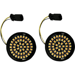 PartzBiz HD GEN-4-AW-JAE - Custom Dynamics Genesis 4 Amber White No Halo LED Turn Signal Inserts CVO 16-20 GEN-4-AW-JAE 2020-1908 20201908 free harley touring electra road street glide king Harley light replacement upgrade touring softail