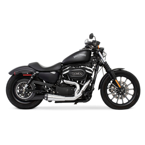 PartzBiz HD: 3465245-Freedom Performance Chrome Combat 2-1 Shorty Pipes Exhaust System Harley 04+ XL