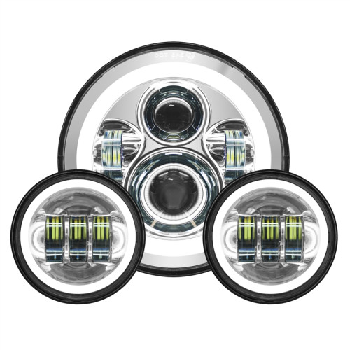 PartzBiz HD: 3487428-Hogworkz 7” White Halomaker LED Headlight Chrome Auxiliary Lamp Harley Touring