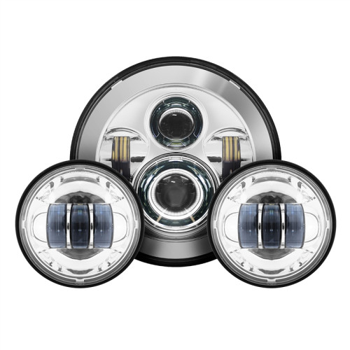 PartzBiz HD: 3487436-Hogworkz 7” White Daymaker LED Headlamp Chrome Auxiliary Light Harley Touring