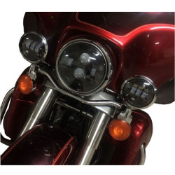 PartzBiz HD HW195002-HW195204 - Hogworkz 7” White Daymaker LED Headlamp Black Auxiliary Light Harley Touring