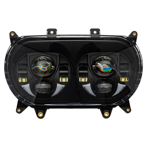 PartzBiz HD: 3487479-Hogworkz สีขาว LED สีดำ Dual Visionz ไฟหน้า Harley Touring FLTR 2015+