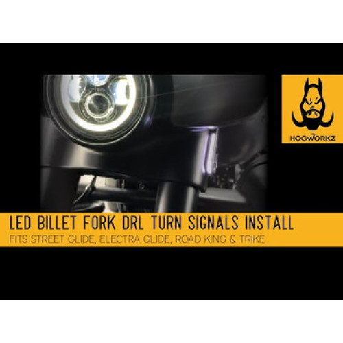 PartzBiz HD: 3487585-Hogworkz LED Billet ส้อม DRL ไฟเลี้ยวสีดำ CNC Harley Touring 1994+ PartzBiz HD: 3487585-Hogworkz LED Billet ส้อม DRL ไฟเลี้ยวสีดำ CNC Harley Touring 1994+