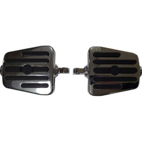 PartzBiz HD: 3490271-Rivco Mini Floorboards Chrome Pair Set Rubber Inlays 4” x 4” Male Harley
