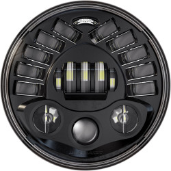 PartzBiz HD PB-7A-IND-B - Custom Dynamics Black 7 Adaptive Headlamp LED 5000k Indian Touring 15-21