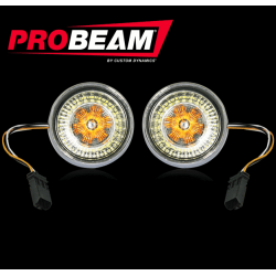 PartzBiz HD PB-BB-AW-JAECS - Chrome ProBeam CVO Bullet Bezel Dynamic Ringz LED Turn Signals w/Smoked Lens