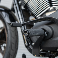 PartzBiz HD RC-400-006 - Arlen Ness Rough Craft Footpegs Male Black Pair Passenger Harley Softail 18+
