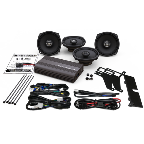 PartzBiz HD: 3483369-Hogtunes REV 450 200-Watt Amplifier Amp 4-Speaker Channel Kit Harley Touring FLH