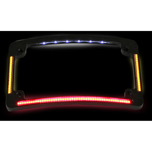 PartzBiz HD: -Custom Dynamics TF05-B Black All-In-One LED Quad Radius Horizontal License Plate Frame Universal 2030-0788 20300788 Harley Metric Honda Yamaha Kawasaki Triumph Victory