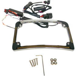 PartzBiz HD TF05-BCM-C - Custom Dynamics Chrome Radius LED License Plate Tag Frame 14-Up H-D Touring bagger dresser custom motorcycle upgrade turn bake lights