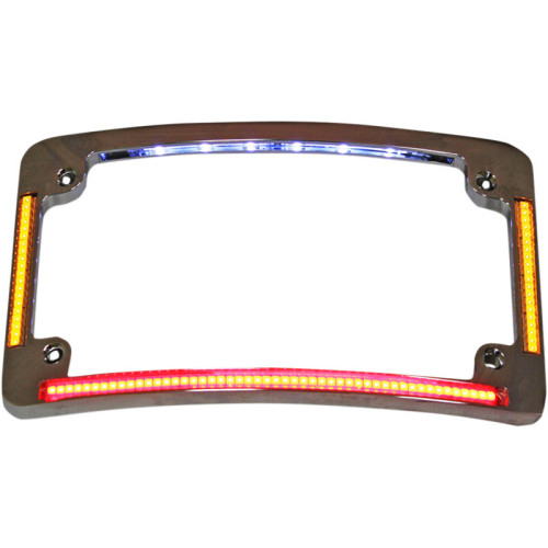 PartzBiz HD: -Custom Dynamics TF05-C Chrome All-In-One LED Quad Radius Horizontal License Plate Frame Universal 2030-0787 20300787 Harley Metric Honda Yamaha Kawasaki Triumph Victory