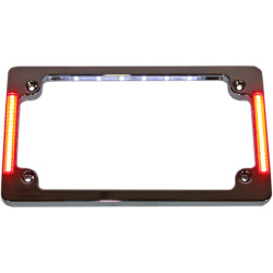 PartzBiz HD TF07-C - Custom Dynamics Chrome Tri Horizonal Motorcycle Plate Frames Flush Mount Leds | TF07-C