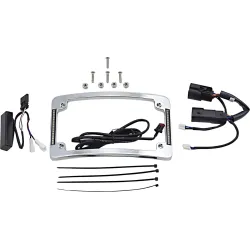 PartzBiz HD TF08-C - Radius License Plate Frame with Auxiliary Red LEDs and Tag Illumination PartzBiz HD TF08-C - Radius License Plate Frame with Auxiliary Red LEDs and Tag Illumination
