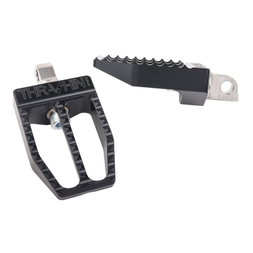PartzBiz HD: 3493380-Thrashin Supply Black Rear Militant Aluminum Footpegs 2018+ Harley Softail