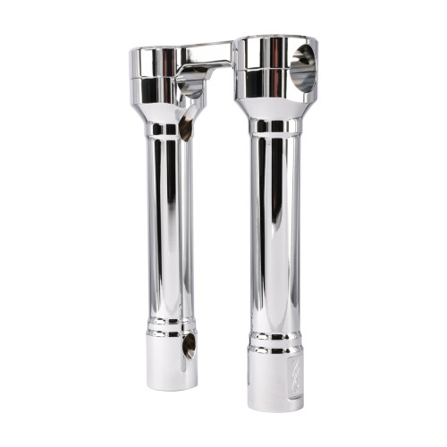 PartzBiz HD: 3492415-Thrashin’ Hole Shot Risers 8” Chrome Aluminum Pair Top Clamp 1” dia OE Harley