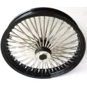 21x3.5 52 Mammoth Fat Spoke ล้อหน้า Chrome ขอบสีดำ 84-99 Harley Touring
