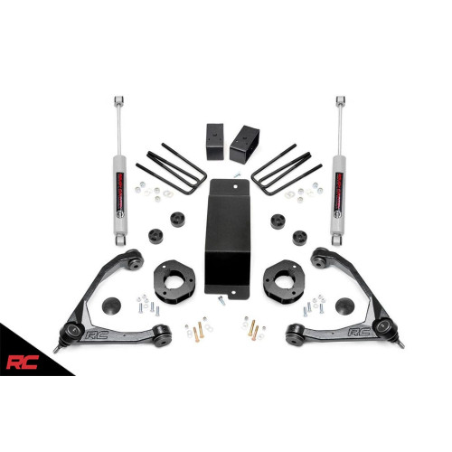 PartzBiz HD: 4425311-07-16 Chevrolet GMC 1500 4WD 3.5 ” Rough Country Lift Kit - เหล็กหล่อ RC 19431 Best New Front Rear Suspension Upgrade Shocks Control Arms Spacers Blocks Axle N3 4x4 Denali LS High Country Z71