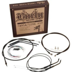 PartzBiz HD B30-1014 - Burly Black Vinyl Extended Cable Kit for 16" Handlebars Harley FLST 07-10 | B30-1014