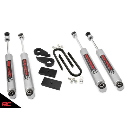 PartzBiz HD: 4425304-1997-2003 Ford F-150 4WD 2.5 ” Rough Country Suspension Leveling Lift Kit [47430] สุดยอดการอัพเกรดใหม่ แรงกระแทก ทอร์ชั่นบาร์ บล็อก XL XLT Lariat King ฟาร์มปศุสัตว์ 4x4 ออฟโร้ด