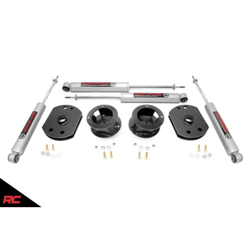 PartzBiz HD: 4425271-2014-2019 Ram 2500 4WD 2.5” Rough Country Suspension Lift Kit พร้อม N3 Shocks 30230 Dodge Ram 2500 4wd 4x4 ยกที่ดีที่สุด อัพเกรดใหม่ กระทะช่วงล่าง เพลาบาร์แข็ง