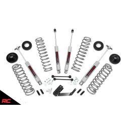 PartzBiz HD RT-PERF694 - Rough Country PERF694 3.25” Lift Kit N3 Shocks สำหรับ 07-18 Jeep Wrangler JK 4 ประตู Best New Suspension Lift Kit อัพเกรด Offroad Custom Unlimited Sport Rubicon Moab Sahara 4 ประตู 4x4 4wd 2wd เพลาหน้า