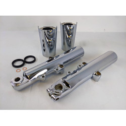 PartzBiz HD CL-49CHR-KITS - 49 มม. OE Front End Chrome ขาล่าง Sliders ซีลเครื่องซักผ้าท่อระบายน้ำ Harley 14-20