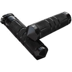 PartzBiz HD DS06302787 - Accutronix Black Knurled Diamond Custom 1" Grips Harley Cable Throttle