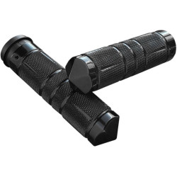 PartzBiz HD DS06302788 - Accutronix Black Knurled Diamond Custom Grips Harley TBW Touring & Softail
